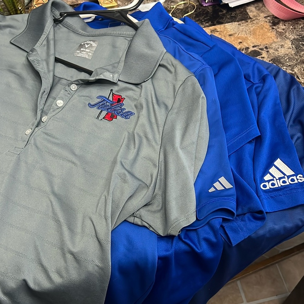 University of Tulsa bundle 4-polos 1-short sleeve shirt adidas and Callaway